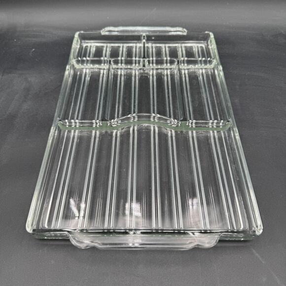 Vintage Sunbeam Glass Divided Hostess Tray Charcutterie Hors De Vours 16" - Picture 2 of 5